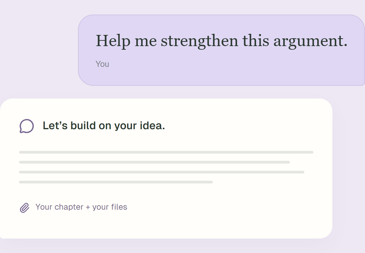 Research assistant conversation with chapter and files in context