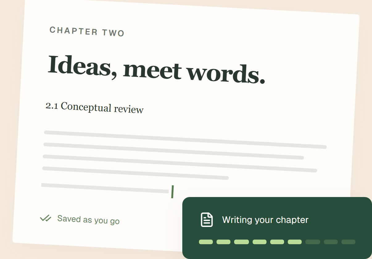 Chapter draft being written and saved
